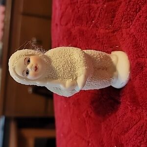 Cream Snowball Kids Figurine With Rolling Pin (Baking Pin)